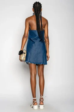 Marques ' Almeida Dresses | Denim | DENIM HALTERNECK MINI DRESS NAVY