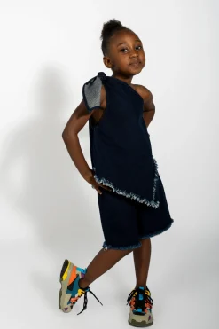 Marques ' Almeida Tops | DENIM ONE SHOULDER KNOT TOP NAVY