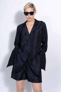 Marques ' Almeida Tops | EMBROIDERED PYJAMA SHIRT NAVY