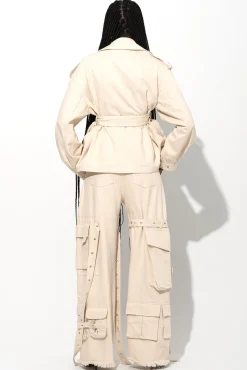 Marques ' Almeida Outerwear | Denim | CROPPED TRENCH COAT OFF-WHITE