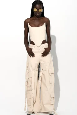 Marques ' Almeida Bottoms | Denim | MULTI POCKET CARGO TROUSERS OFF-WHITE