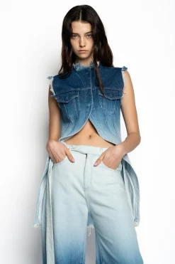 Marques ' Almeida Tops | Denim | OMBRE DENIM PUSHED-BACK VEST BLUE