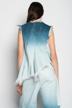 Marques ' Almeida Tops | Denim | OMBRE DENIM SLEEVELESS TOP WITH ASYMMETRIC HEM BLUE