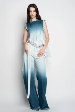 Marques ' Almeida Tops | Denim | OMBRE DENIM SLEEVELESS TOP WITH ASYMMETRIC HEM BLUE