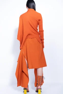 Marques ' Almeida Knitwear | Tops | DRAPED JUMPER IN MERINO KNIT ORANGE