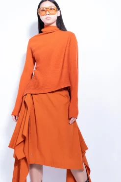 Marques ' Almeida Knitwear | Tops | DRAPED JUMPER IN MERINO KNIT ORANGE