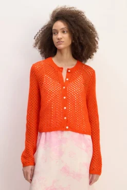 Marques ' Almeida Knitwear | Outerwear | MESH KNIT CARDIGAN ORANGE