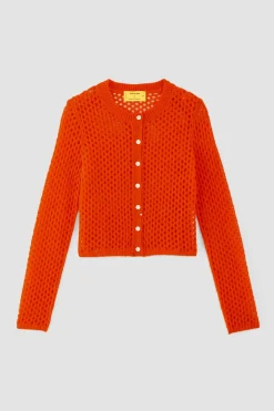 Marques ' Almeida Knitwear | Outerwear | MESH KNIT CARDIGAN ORANGE