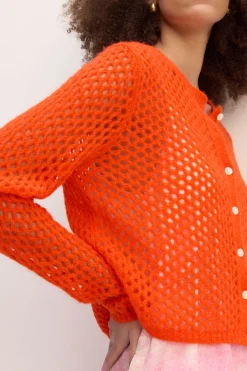 Marques ' Almeida Knitwear | Outerwear | MESH KNIT CARDIGAN ORANGE