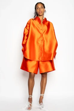 Marques ' Almeida Bottoms | Bottoms | SKATER SHORTS ORANGE