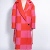 Marques ' Almeida Outerwear | PINK AND RED CHECKED LONG COAT MULTICOLOUR