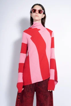 Marques ' Almeida Tops | Knitwear | PINK AND RED DRAPED JUMPER MULTICOLOUR