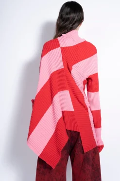 Marques ' Almeida Tops | Knitwear | PINK AND RED DRAPED JUMPER MULTICOLOUR