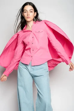 Marques ' Almeida Tops | PINK BALLON SLEEVE SHIRT BRIGHTPINK