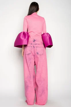 Marques ' Almeida Denim | Bottoms | PINK BOYFRIEND TROUSERS WITH BIG BOW BRIGHTPINK