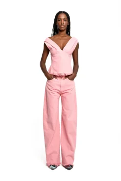Marques ' Almeida Denim | Tops | DRILL FITTED OFF SHOULDER TOP PINK