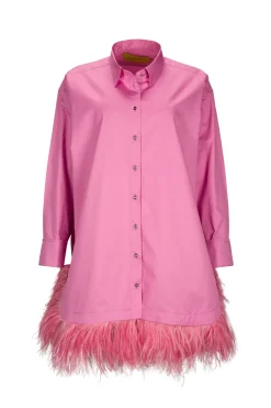 Marques ' Almeida Dresses | Tops | FEATHER HEM SHIRT DRESS PINK