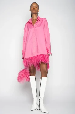 Marques ' Almeida Tops | Tops | PINK FEATHER SHIRT DRESS BRIGHTPINK