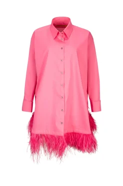 Marques ' Almeida Tops | Tops | PINK FEATHER SHIRT DRESS BRIGHTPINK