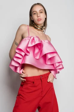 Marques ' Almeida Tops | Tops | PINK FRONT FRILL TOP LIGHTPINK