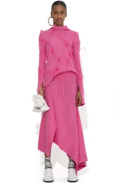 Marques ' Almeida Tops | Knitwear | MERINO FITTED FEATHER TURTLENECK PINK