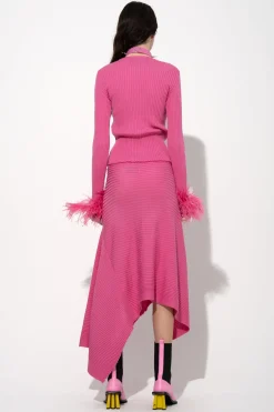 Marques ' Almeida Knitwear | Bottoms | PINK MERINO KNITTED SKIRT BRIGHTPINK