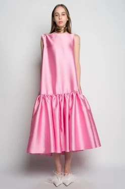 Marques ' Almeida Dresses | Dresses | PINK MIDI SLEEVELESS PUFF HEM DRESS LIGHTPINK