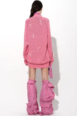 Marques ' Almeida Outerwear | Outerwear | OVERSIZED CARDIGAN WITH FEATHERS PULLS PINK
