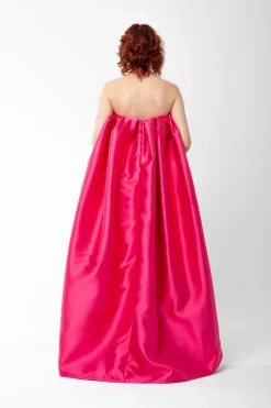 Marques ' Almeida Tops | Tops | PINK PLEATED STRAPLESS TOP WITH LONG BACK BRIGHTPINK