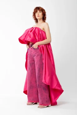 Marques ' Almeida Tops | Tops | PINK PLEATED STRAPLESS TOP WITH LONG BACK BRIGHTPINK