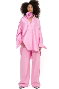 Marques ' Almeida Tops | Outerwear | SATIN OVERSIZED SHIRT PINK