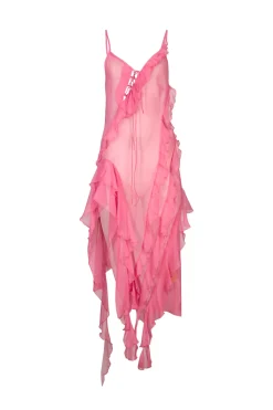 Marques ' Almeida Dresses | Dresses | SILK STRAP DRESS WITH FRONT LACE UP PINK