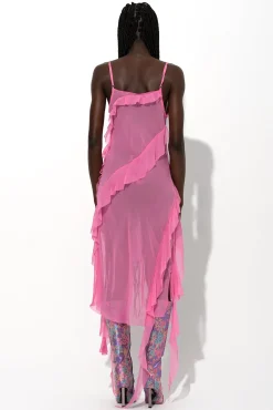 Marques ' Almeida Dresses | Dresses | SILK STRAP DRESS WITH FRONT LACE UP PINK
