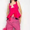 Marques ' Almeida Tops | Tops | PINK STRAP CORSET WITH WAIST FLOUNCE BRIGHTPINK