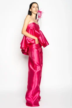 Marques ' Almeida Tops | Tops | PINK STRAPLESS PEPLUM TOP BRIGHTPINK
