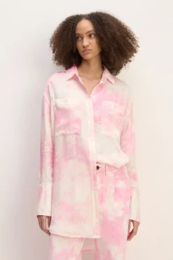 Marques ' Almeida Tops | M'a X Everlane | PINK TIE-DYE SATIN SHIRT LIGHTPINK