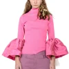 Marques ' Almeida Tops | TURTLENECK PUFF SLEEVE TOP PINK