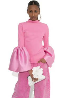 Marques ' Almeida Tops | TURTLENECK PUFF SLEEVE TOP PINK