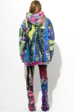 Marques ' Almeida Tops | Tops | PRINTED SEQUIN HOODIE MULTICOLOUR