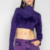 Marques ' Almeida Tops | Tops | CROPPED FEATHER TOP PURPLE