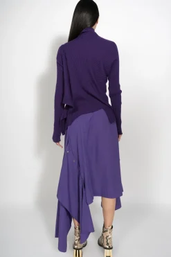 Marques ' Almeida Knitwear | Tops | DRAPED JUMPER IN MERINO KNIT PURPLE