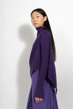 Marques ' Almeida Knitwear | Tops | DRAPED JUMPER IN MERINO KNIT PURPLE