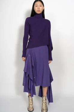 Marques ' Almeida Knitwear | Tops | DRAPED JUMPER IN MERINO KNIT PURPLE
