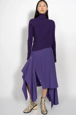 Marques ' Almeida Knitwear | Tops | DRAPED JUMPER IN MERINO KNIT PURPLE