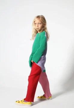 Marques ' Almeida Bottoms | Knitwear | RED AND PINK COTTON KNIT TROUSERS MULTICOLOUR