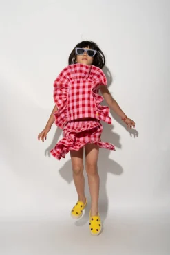 Marques ' Almeida Tops | RED AND PINK GINGHAM FRILL TOP MULTICOLOUR