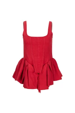 Marques ' Almeida Tops | Denim | CORSET WITH PLEATED HIP PANELS RED