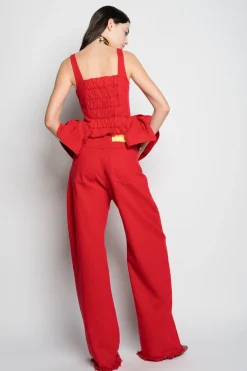 Marques ' Almeida Tops | Denim | CORSET WITH PLEATED HIP PANELS RED