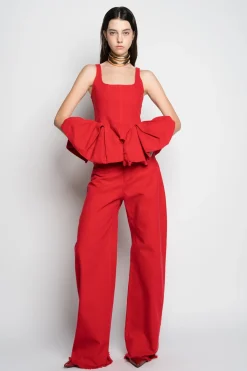 Marques ' Almeida Tops | Denim | CORSET WITH PLEATED HIP PANELS RED