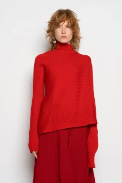 Marques ' Almeida Knitwear | Tops | DRAPED JUMPER IN MERINO KNIT RED